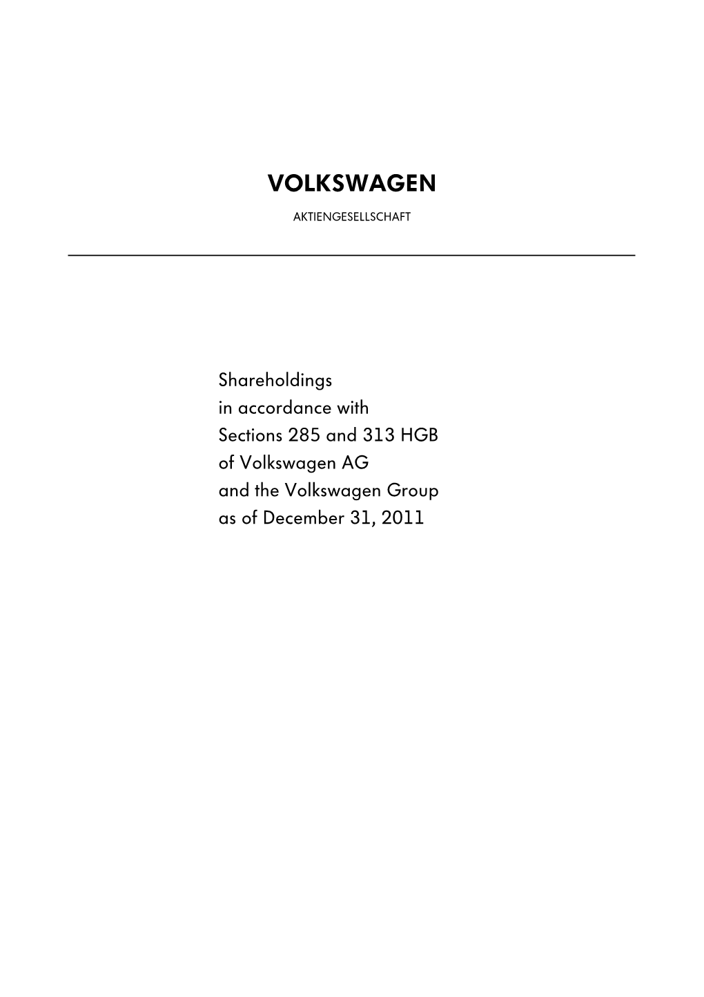 Anteilsbesitz VW AG 31.12.2011 Englisch