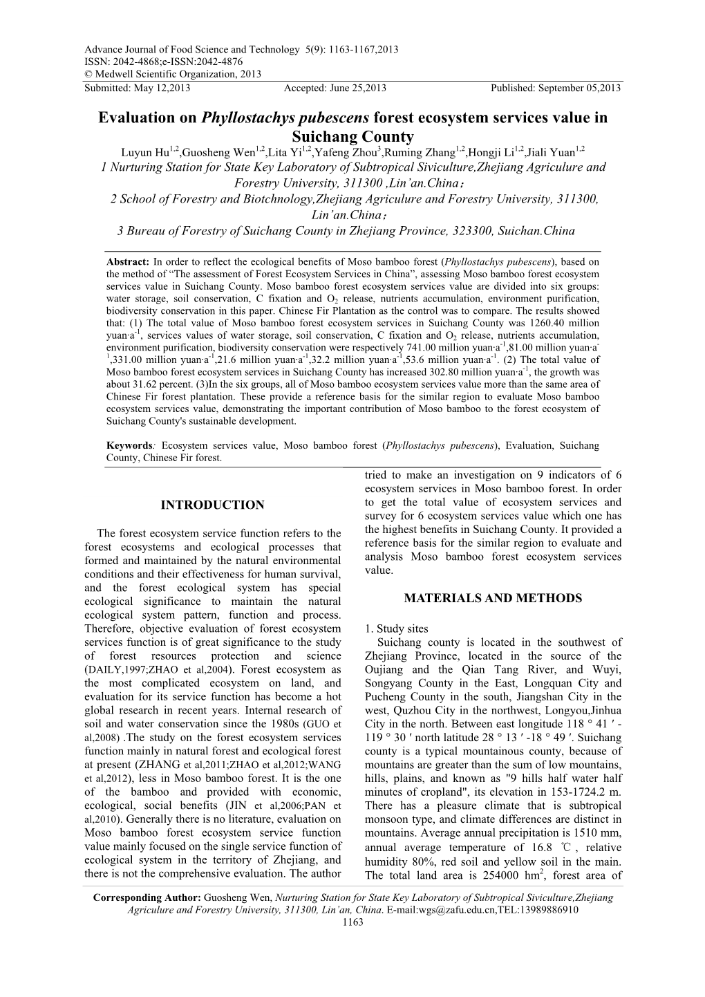 Evaluation on Phyllostachys Pubescens Forest Ecosystem