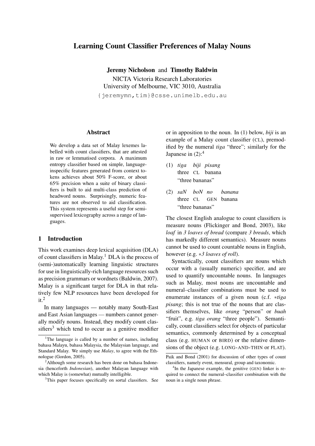 Learning Count Classifier Preferences of Malay Nouns