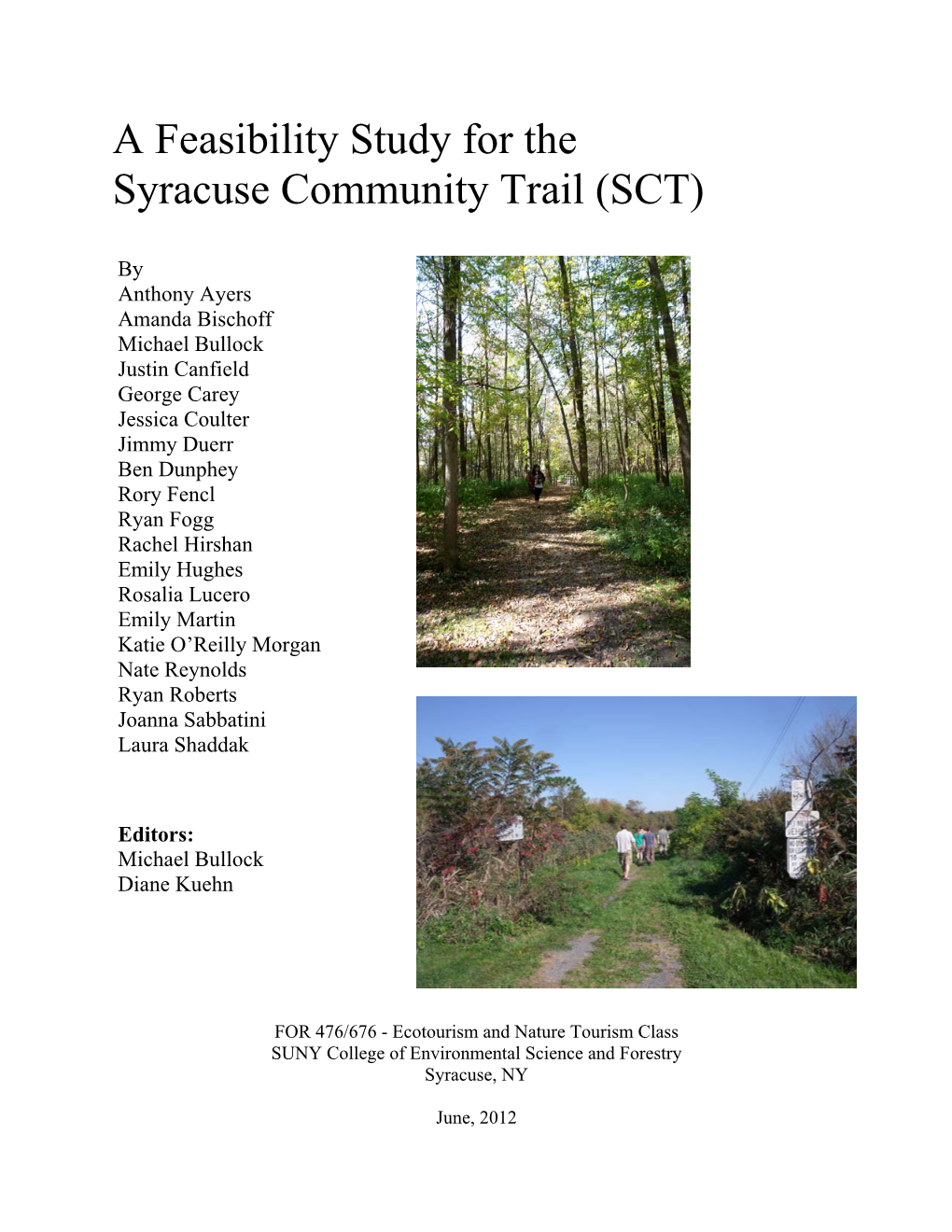 A Feasibility Study for the Syracuse Community Trail (SCT)