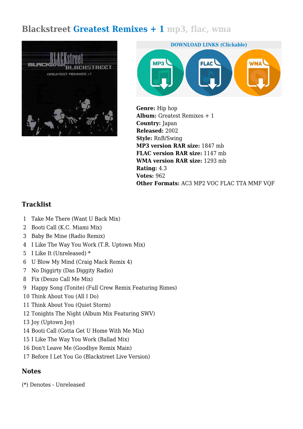 Blackstreet Greatest Remixes + 1 Mp3, Flac, Wma