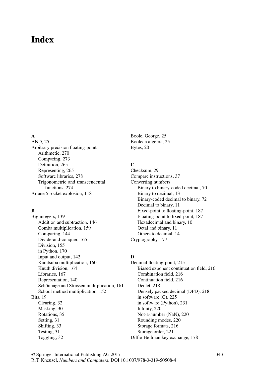 A AND, 25 Arbitrary Precision Floating-Point Arithmetic, 270