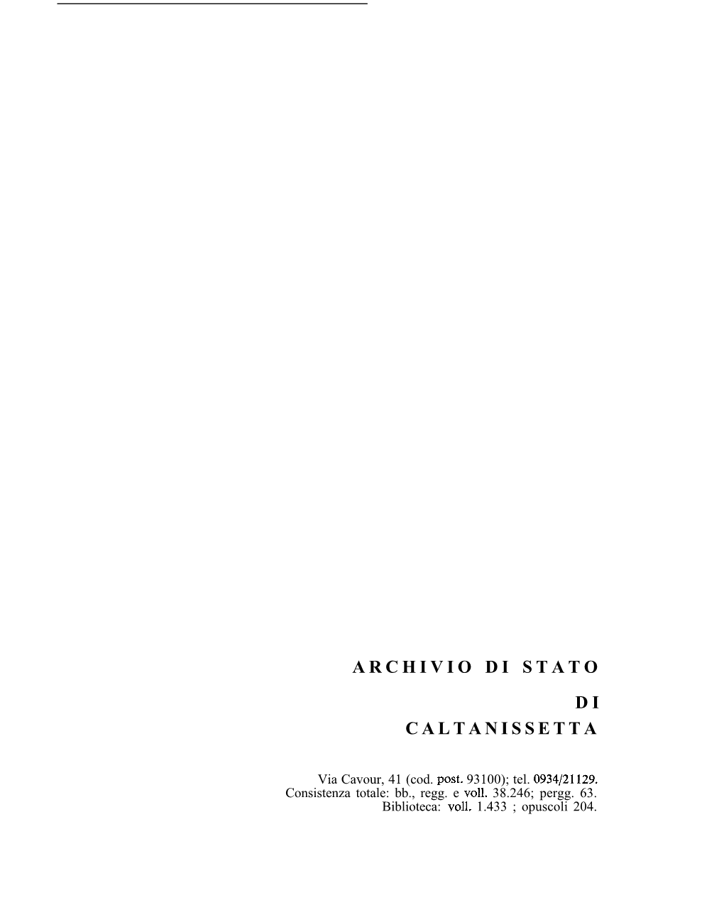 Archivio Di Stato D I Caltanissetta