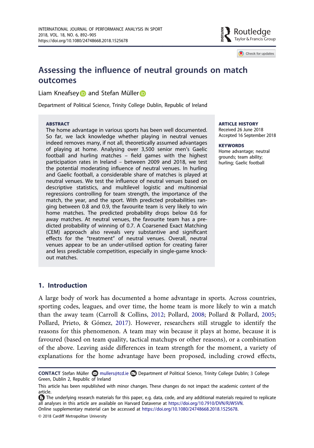 Assessing the Influence of Neutral Grounds on Match Outcomes