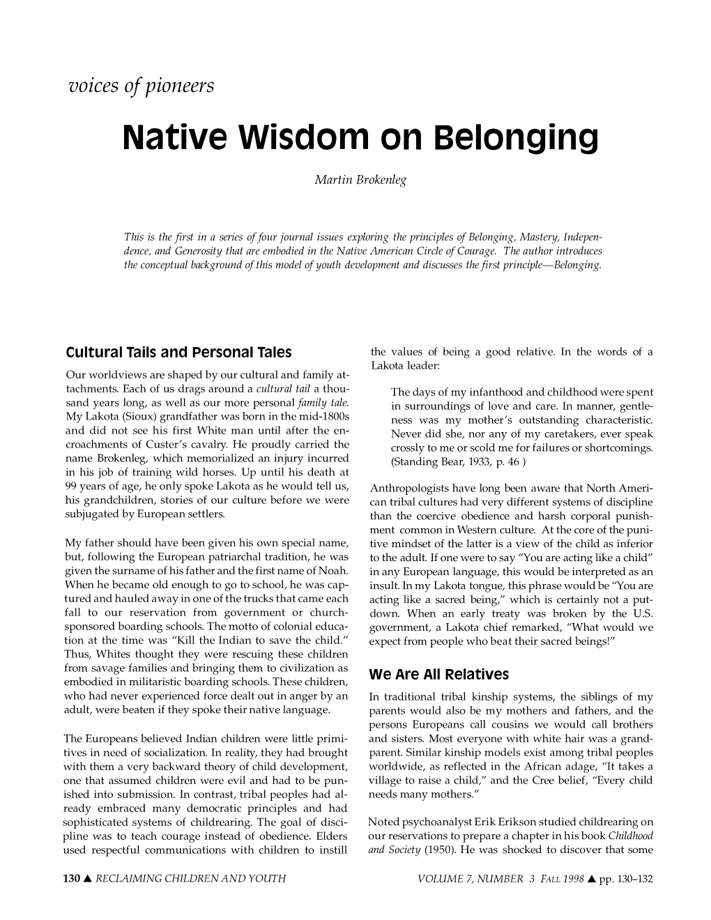 Native American Wisdom on Belonging