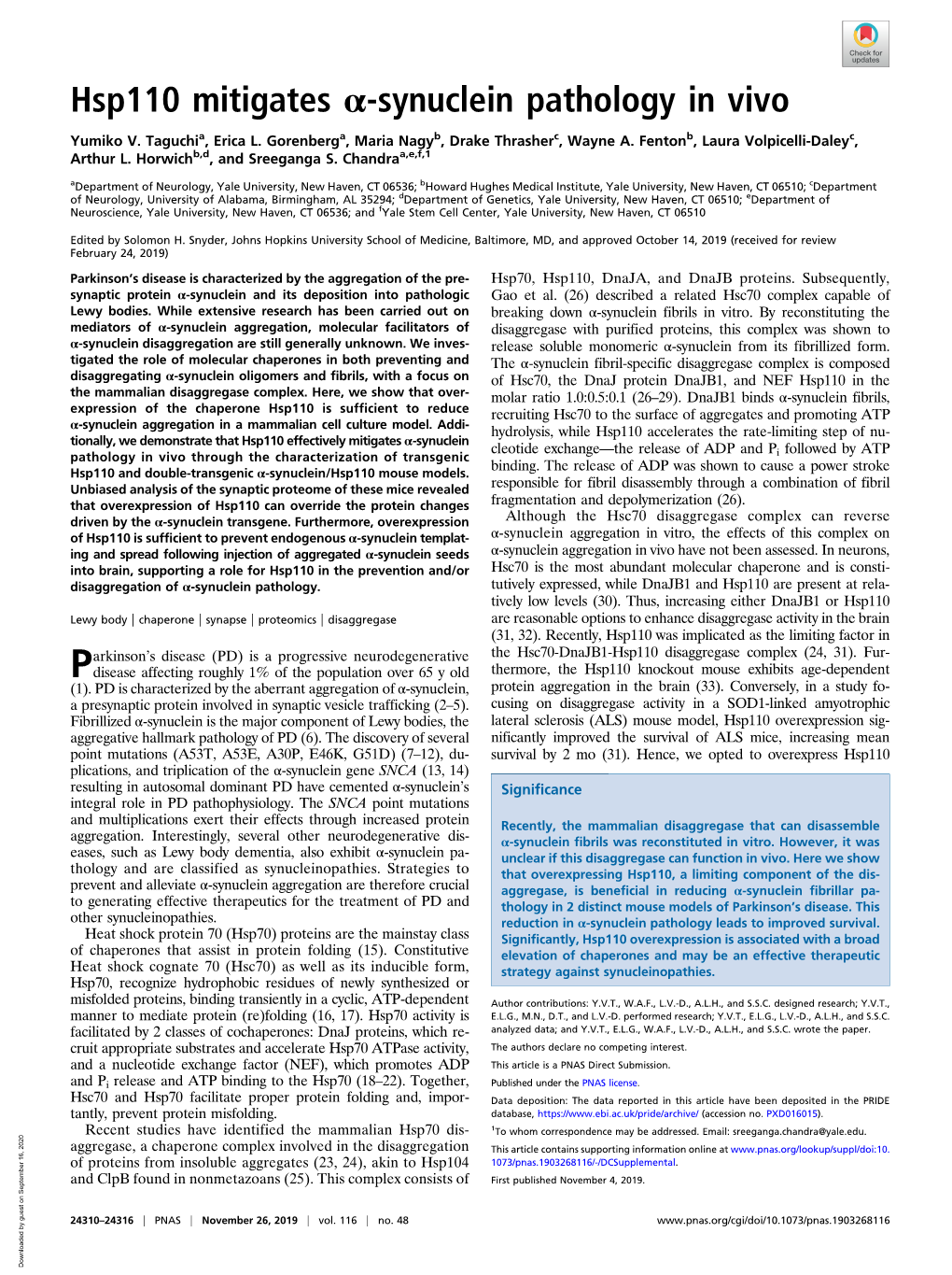 Hsp110 Mitigates Α-Synuclein Pathology in Vivo