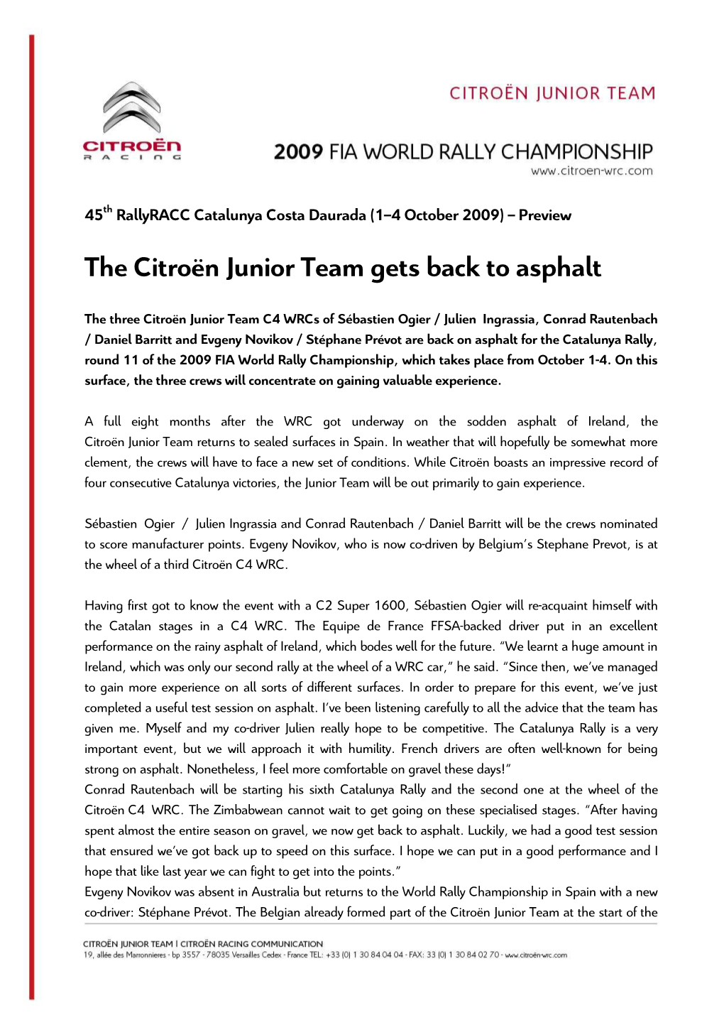 The Citroën Junior Team Gets Back to Asphalt