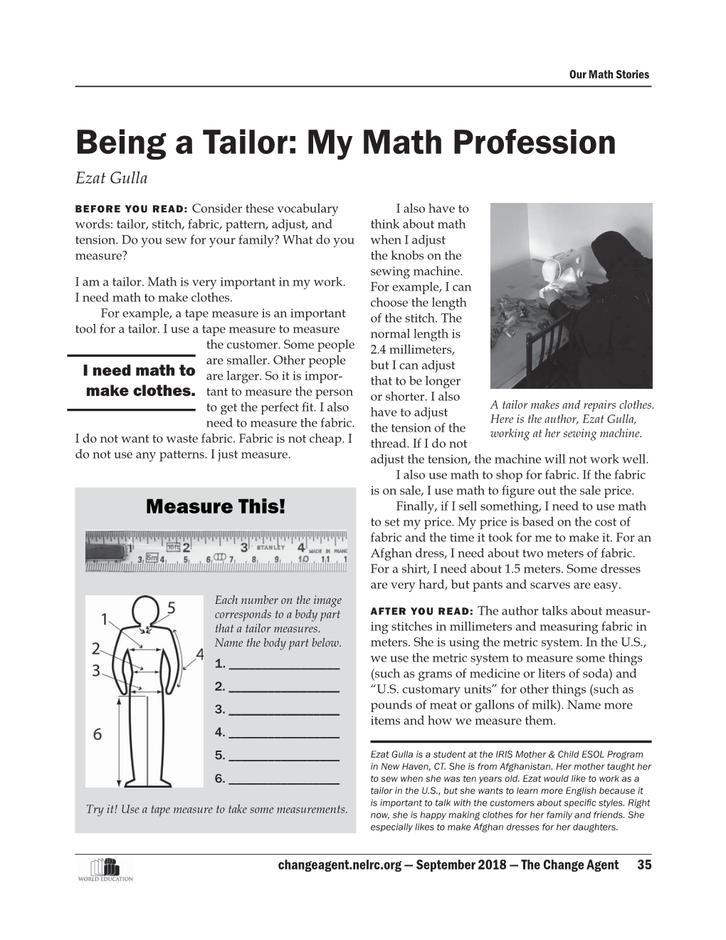 Being a Tailor: My Math Profession Ezat Gulla