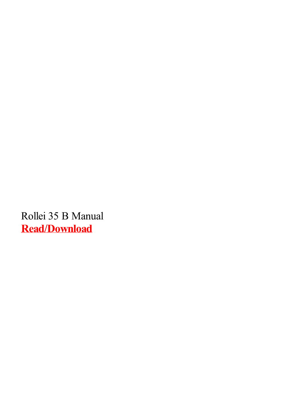Rollei 35 B Manual