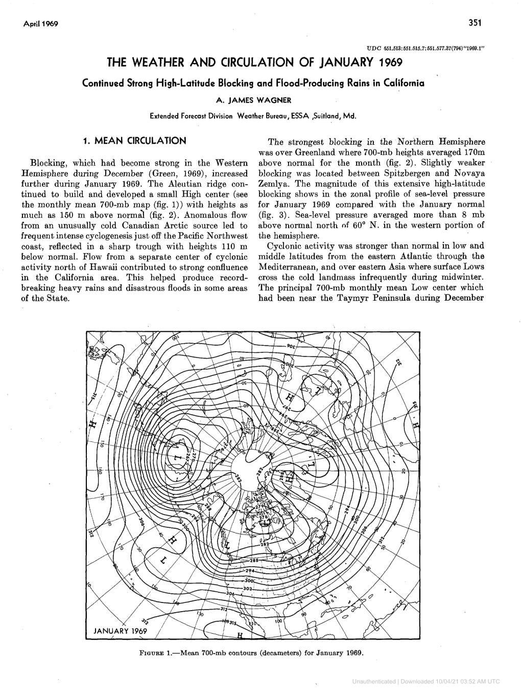 The Weather and Circulation of January 1969