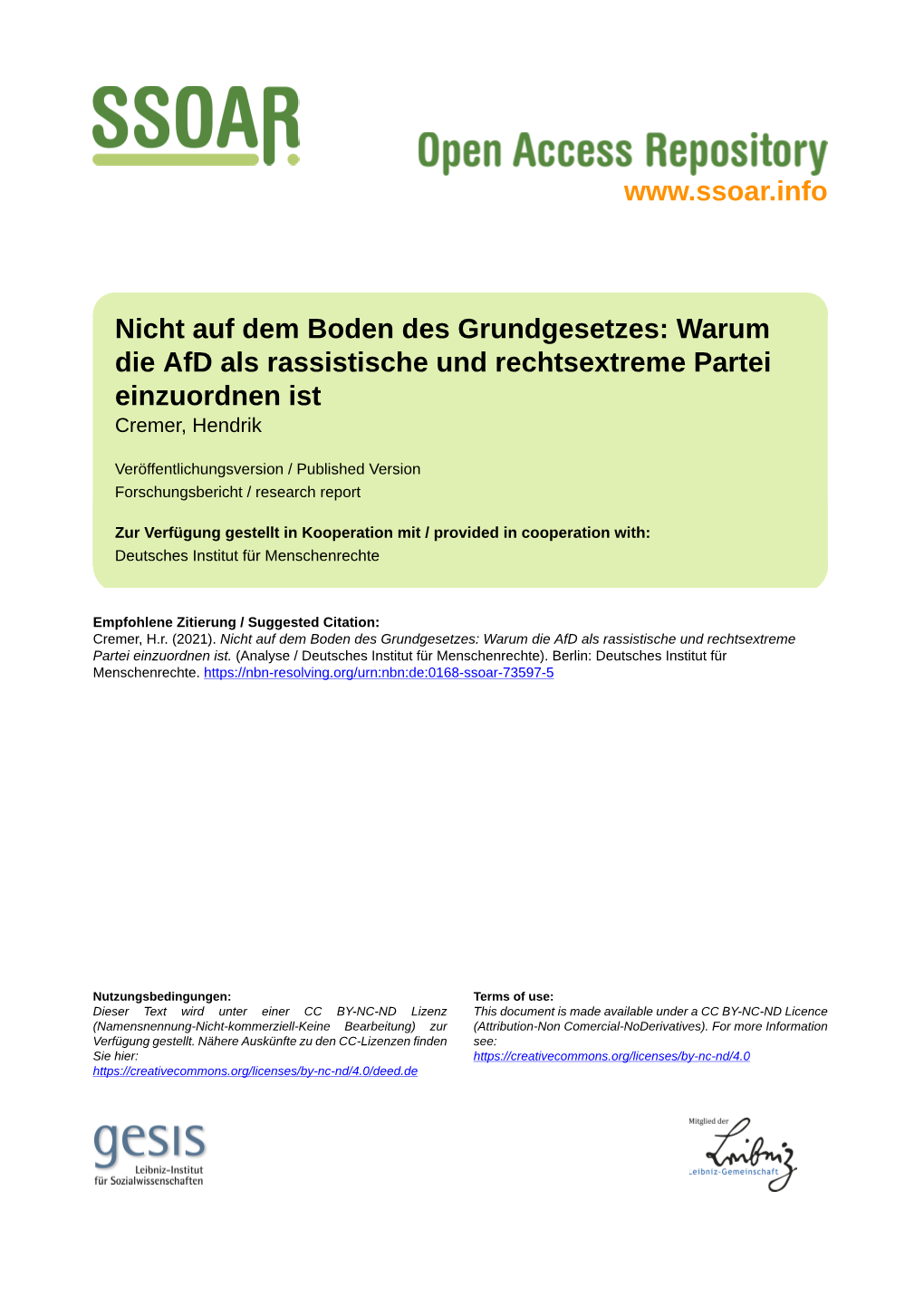 Warum Die Afd Als Rassistische Und Rechtsextreme Partei Einzuordnen Ist Cremer, Hendrik