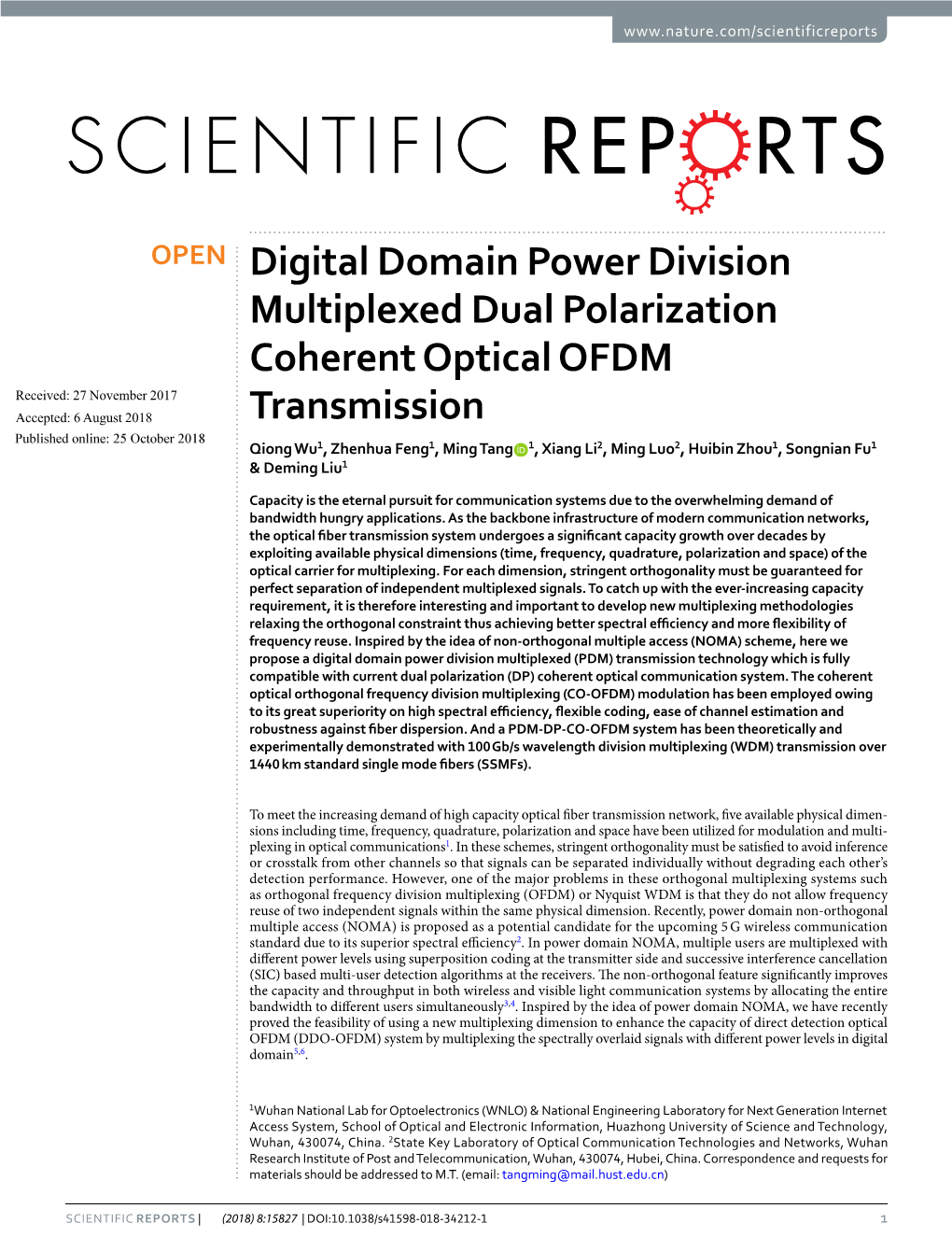 Digital Domain Power Division Multiplexed Dual Polarization