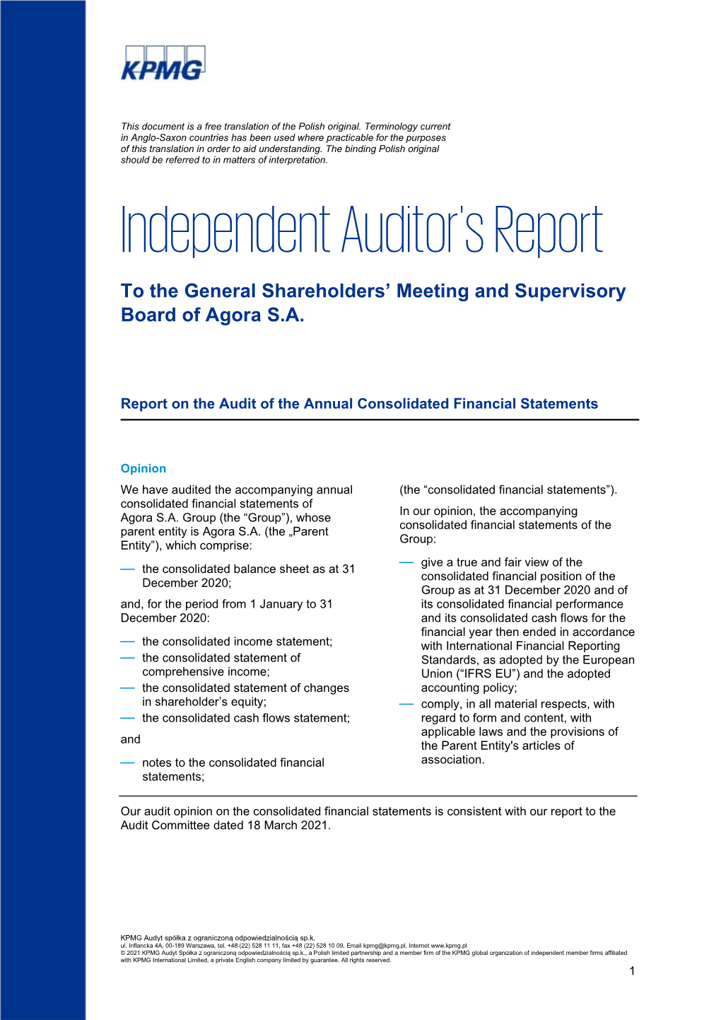 Report of Independent Auditor