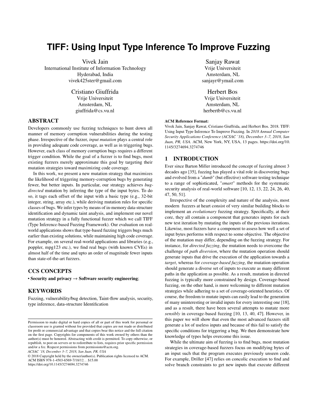 TIFF: Using Input Type Inference to Improve Fuzzing