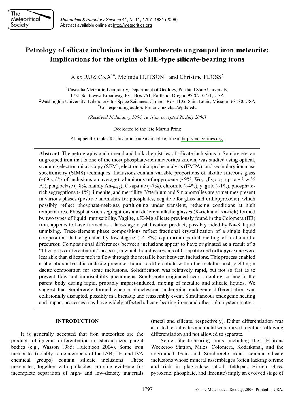 Petrology of Silicate Inclusions in the Sombrerete Ungrouped Iron Meteorite: Implications for the Origins of IIE-Type Silicate-Bearing Irons