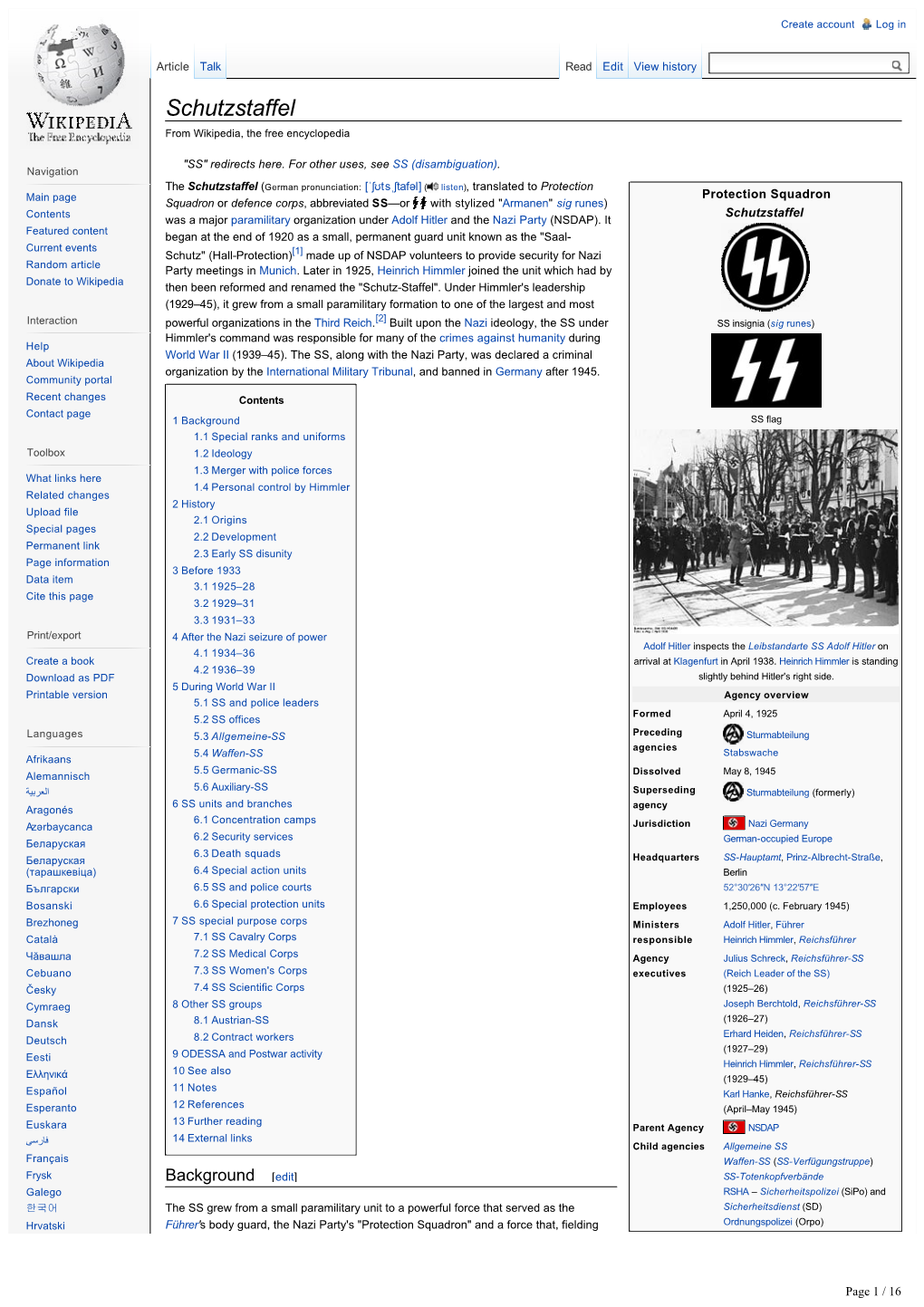 Schutzstaffel from Wikipedia, the Free Encyclopedia