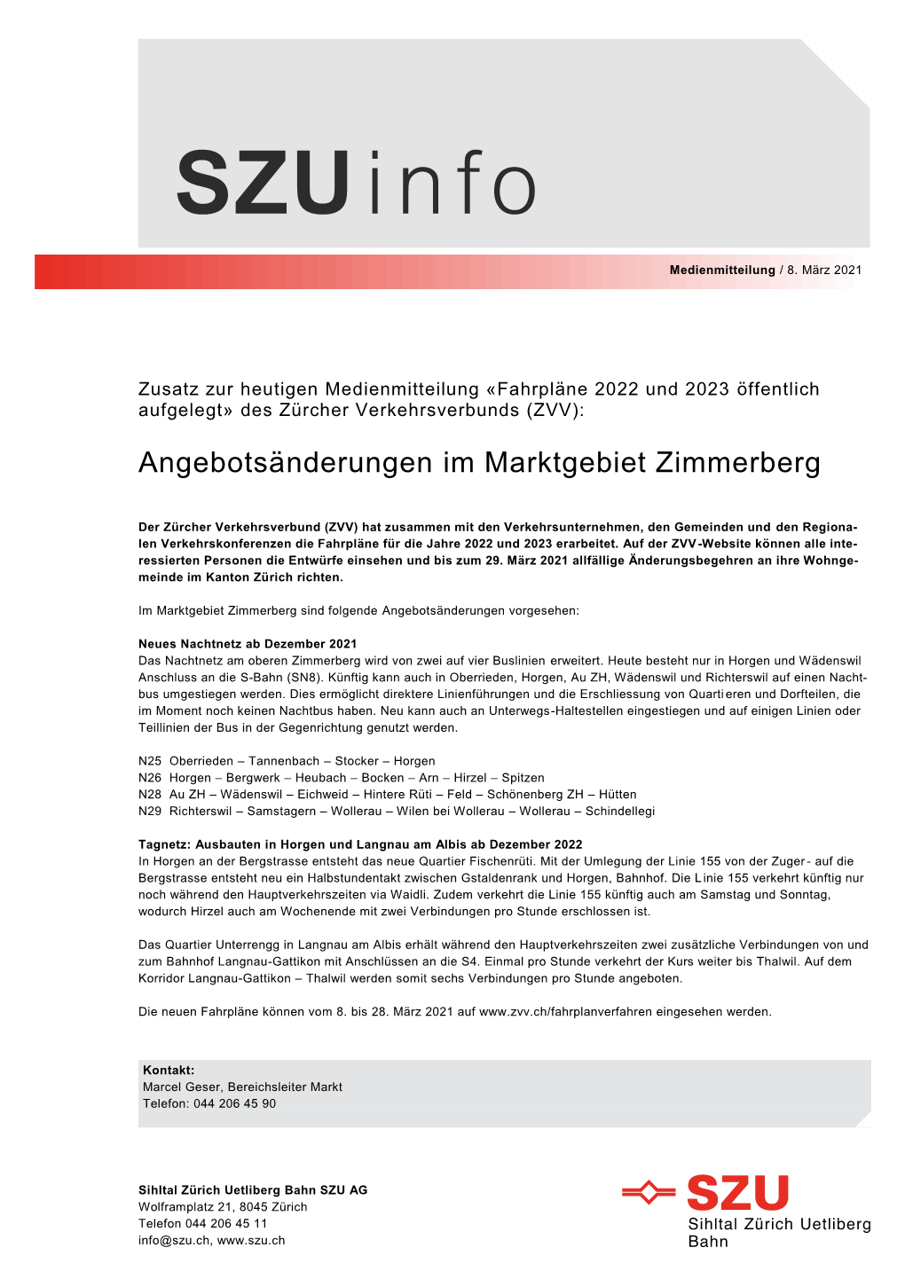 Angebotsänderungen Im Marktgebiet Zimmerberg