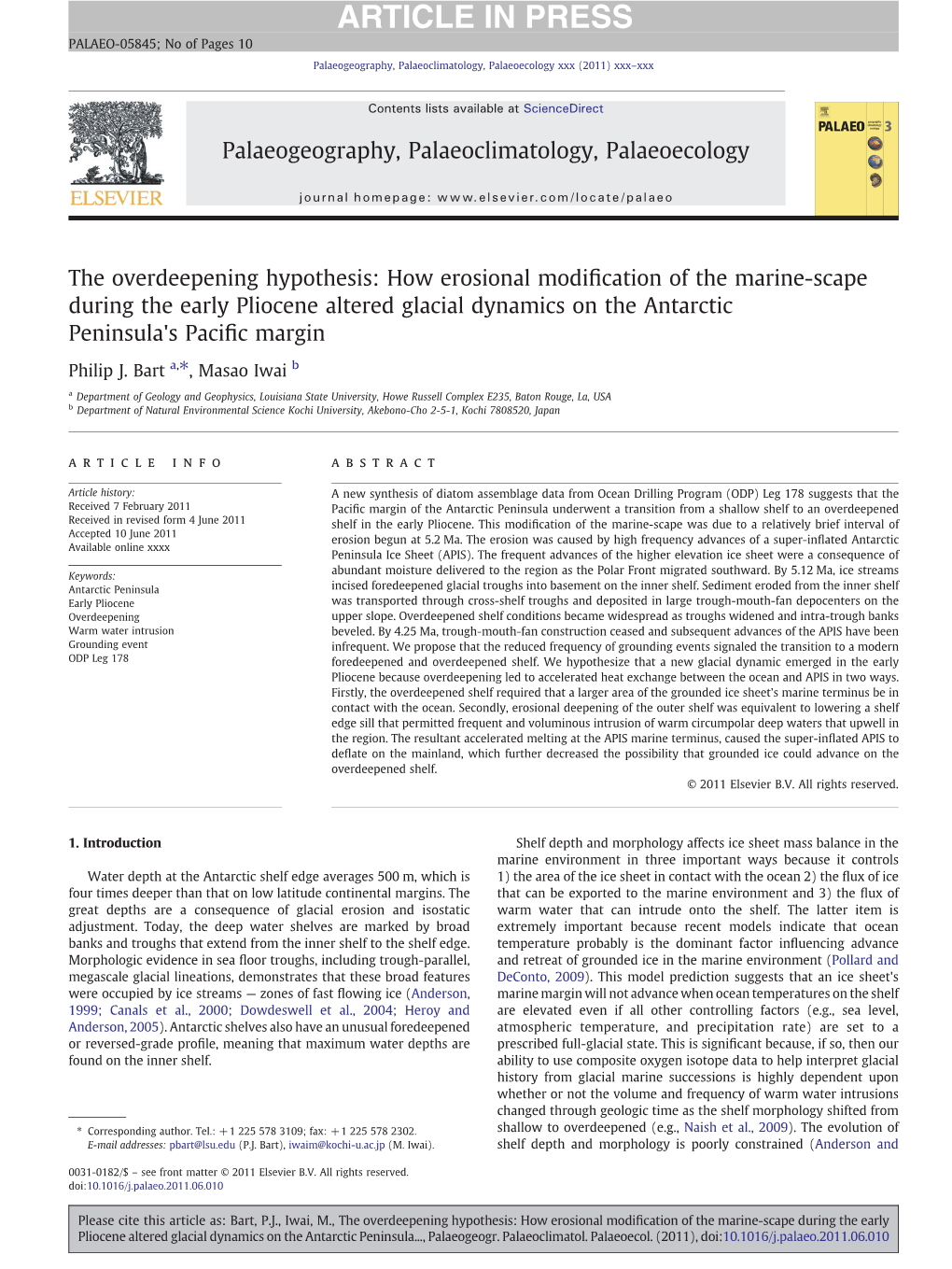 The Overdeepening Hypothesis: How Erosional Modification of the Marine