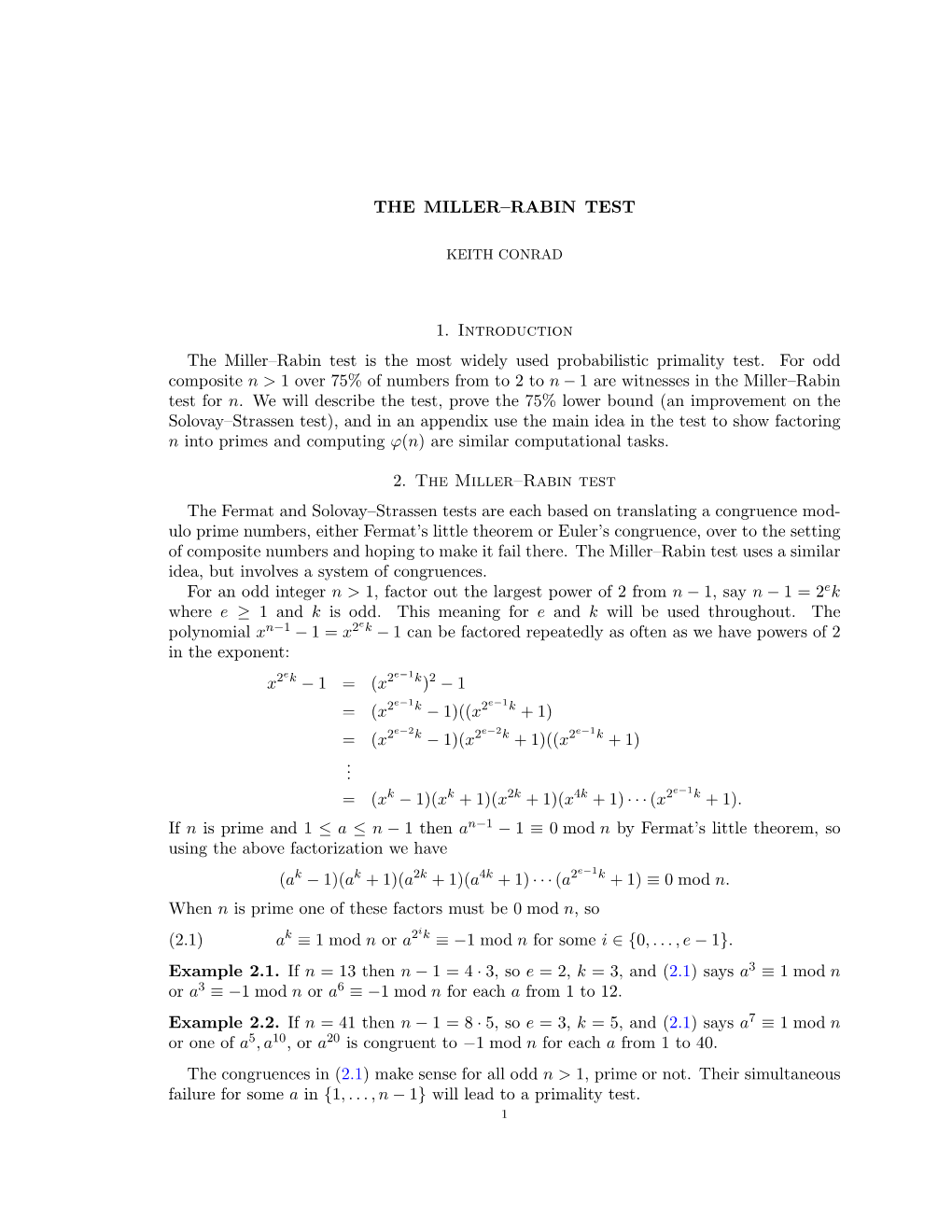 Miller-Rabin Test