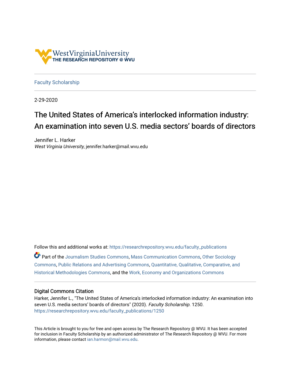An Examination Into Seven US Media Sectors' Boards of Directors