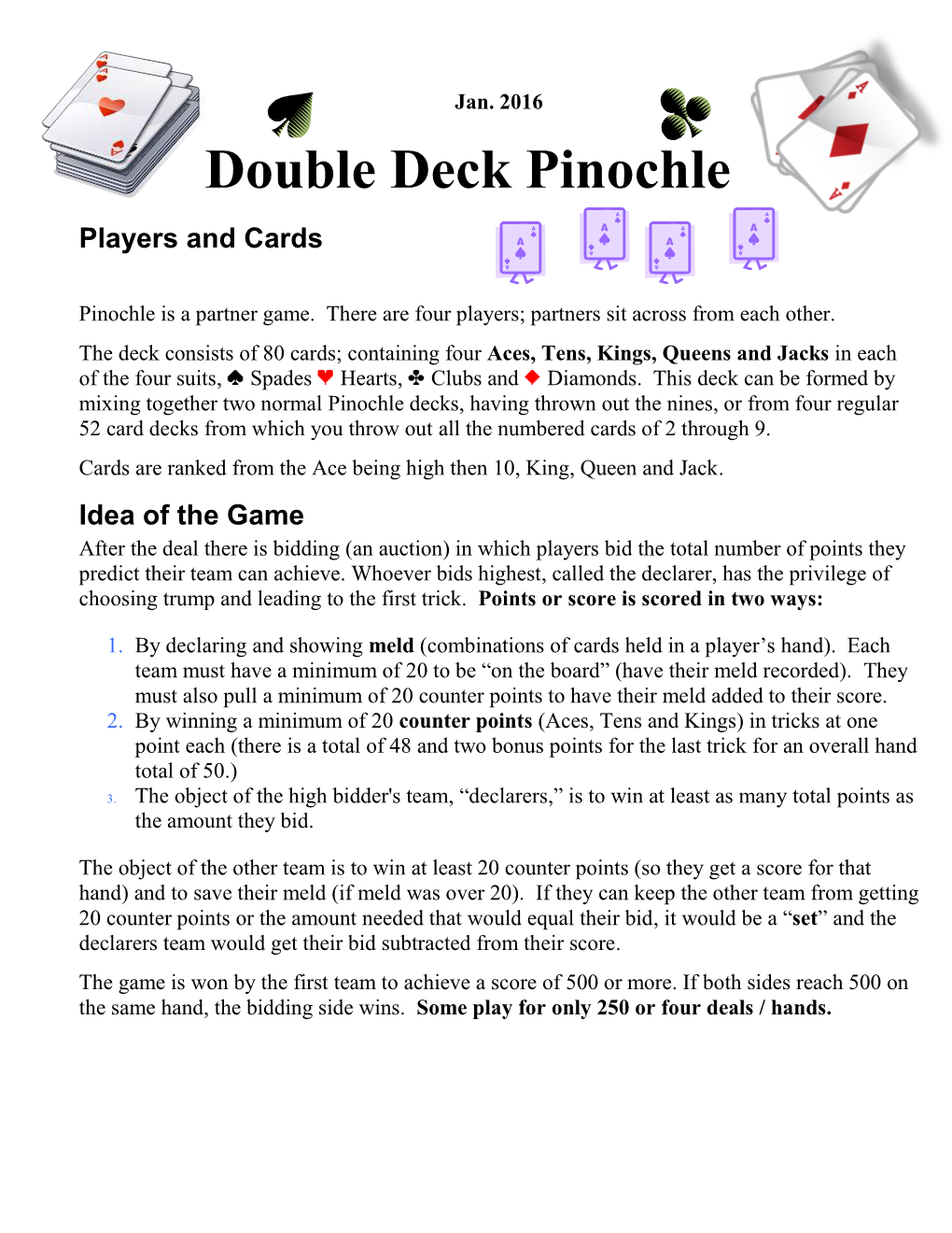 Pinochle Glossary Mostly Single Deck
