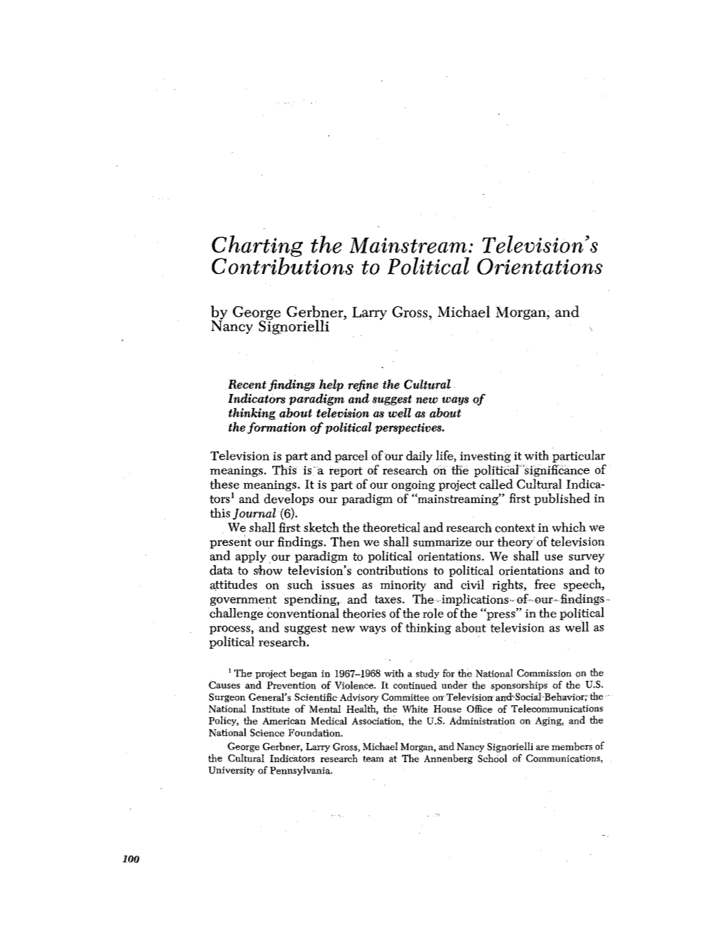 Charting the Mainstream: Television's Contributions to Political Orientations