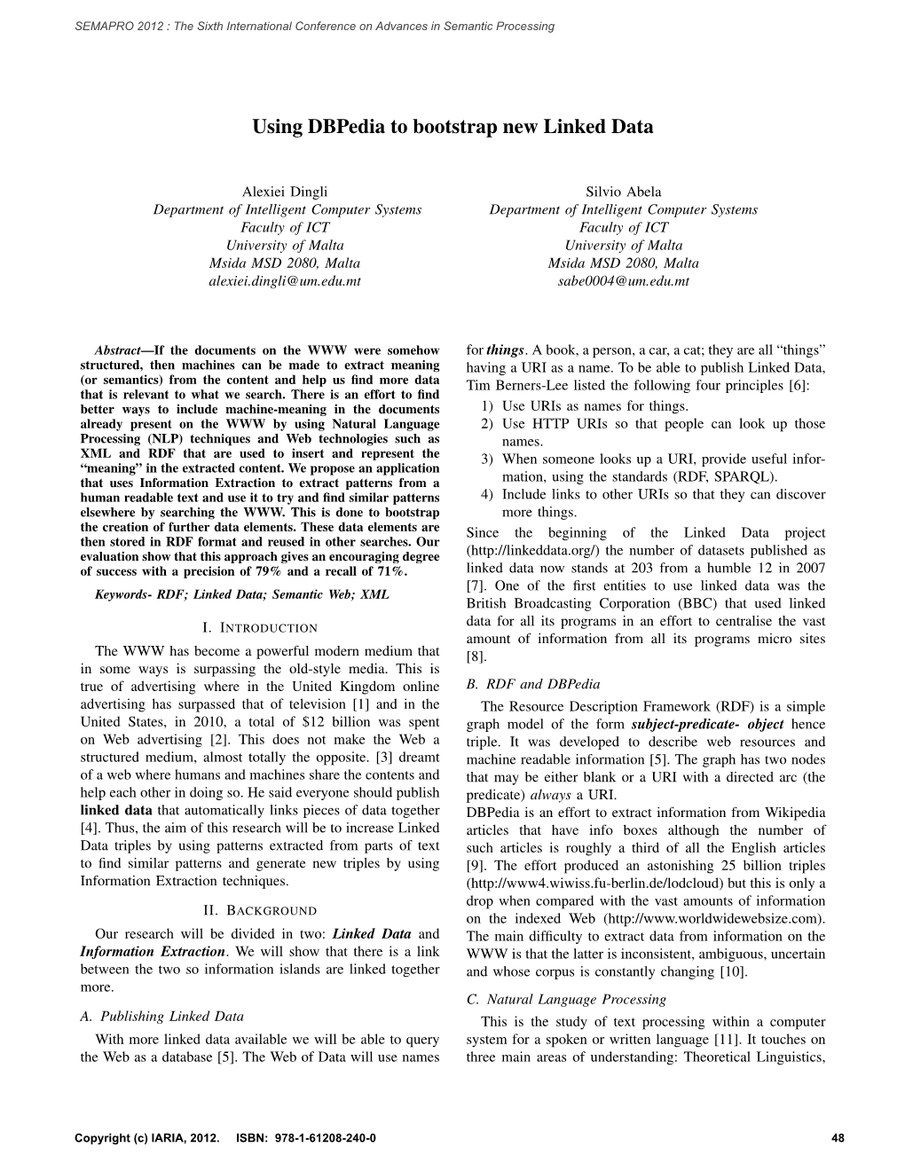 Using Dbpedia to Bootstrap New Linked Data