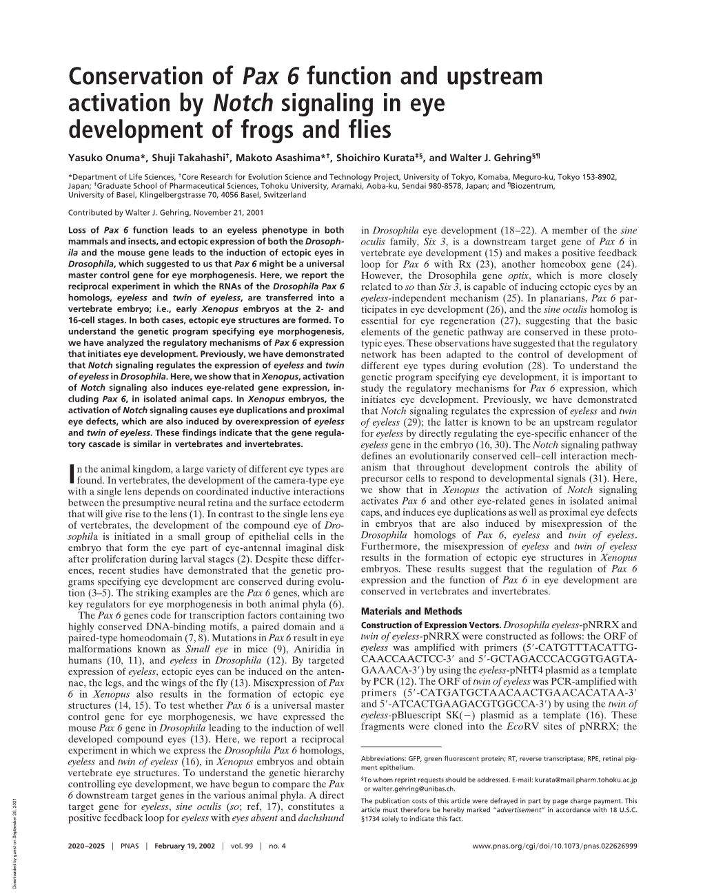 Conservation of Pax 6 Function and Upstream Activation by Notch Signaling in Eye Development of Frogs and Flies