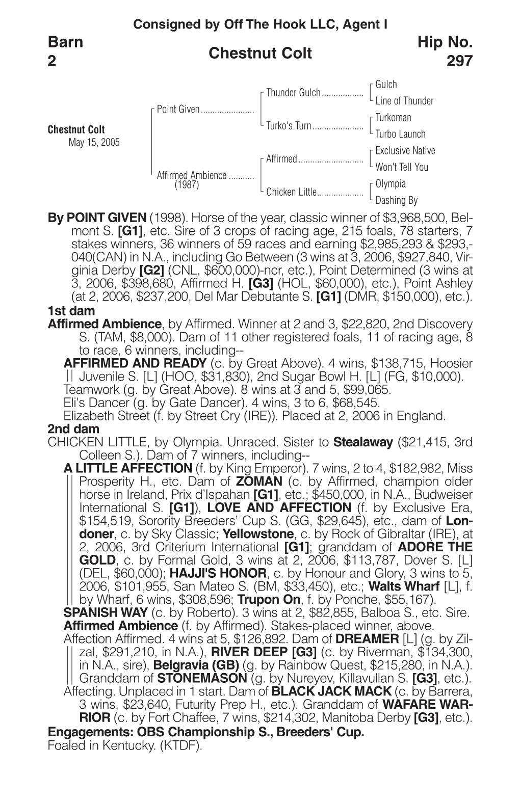 Chestnut Colt Barn 2 Hip No