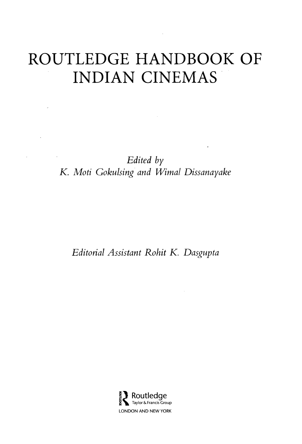 Routledge Handbook of Indian Cinemas