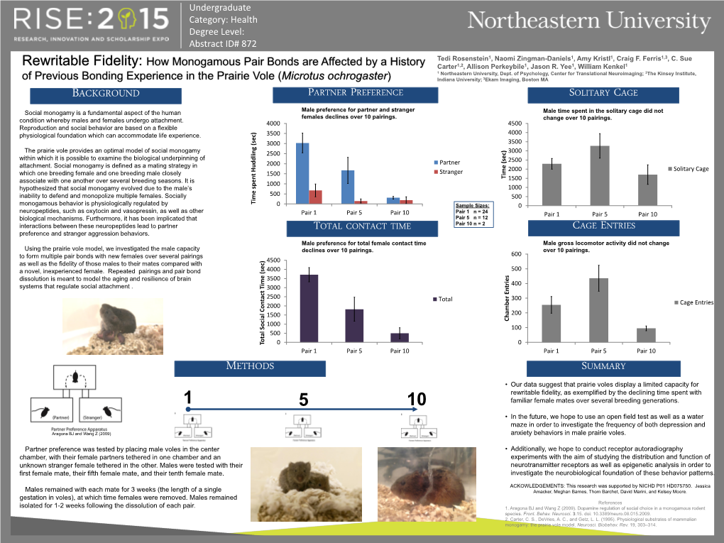 How Monogamous Pair Bond Are Affected by a History of Previous Bonding Experience in the Prairie Vole