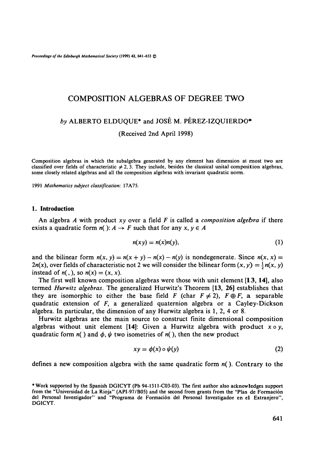 Composition Algebras of Degree Two