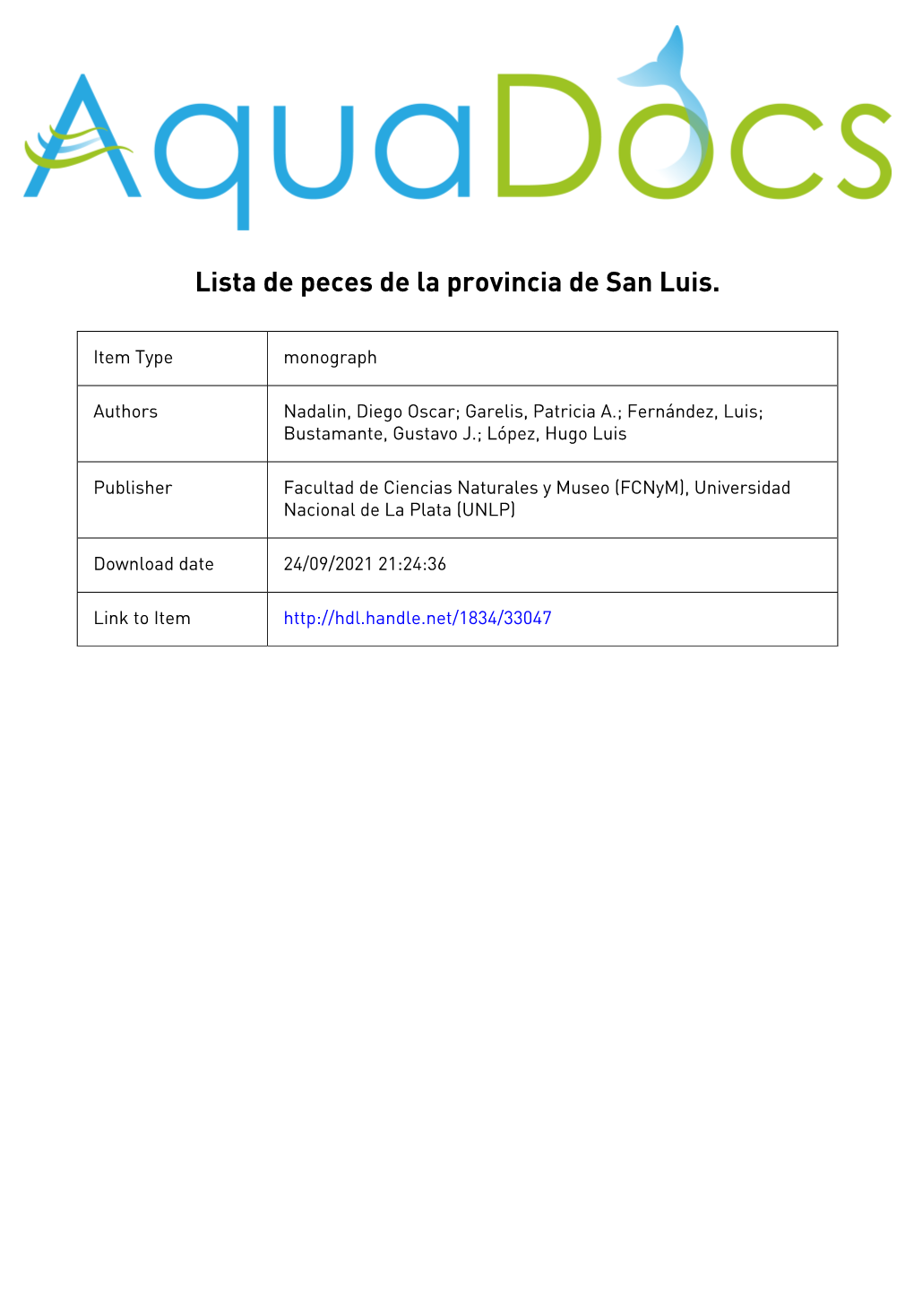 Lista Comentada De Los Peces Continentales De La Argentina