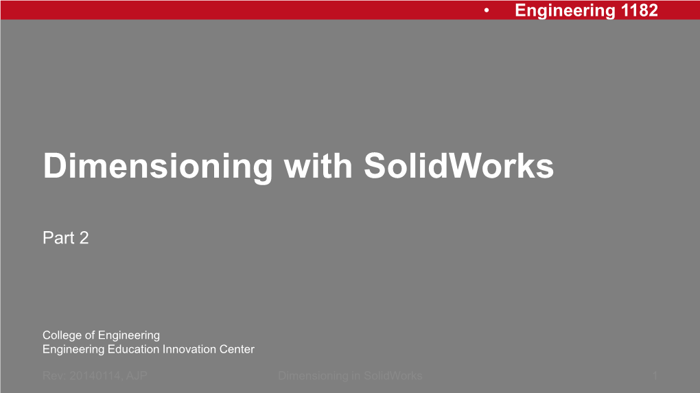 Dimensioning with Solidworks