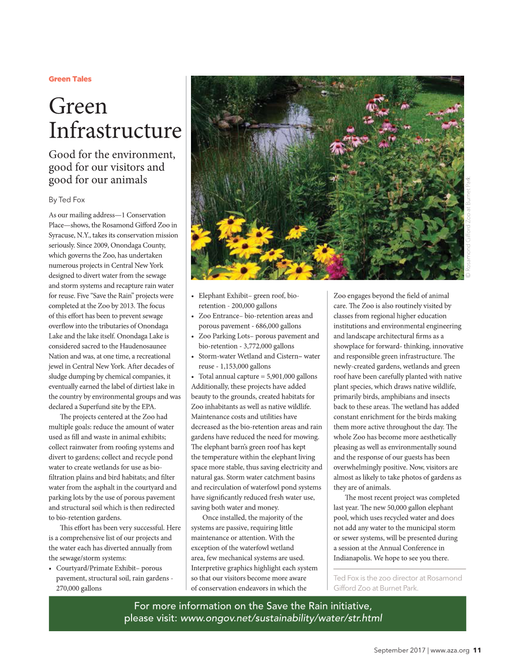 Green Infrastructure Good for the Environment, Good for Our Visitors and Good for Our Animals