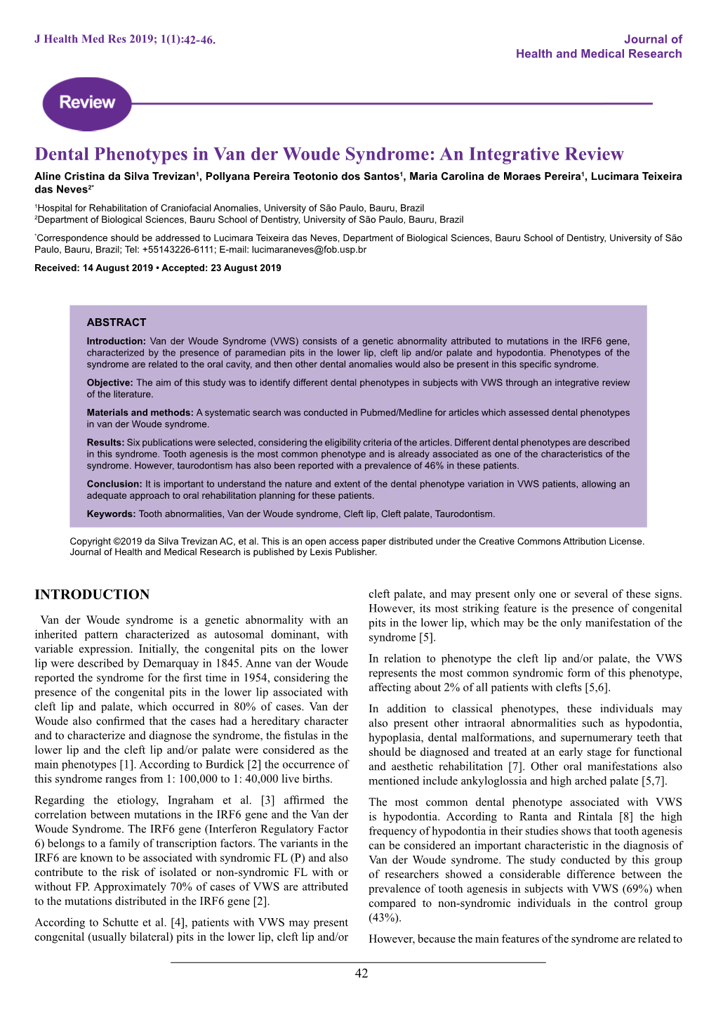 Dental Phenotypes in Van Der Woude Syndrome: an Integrative Review