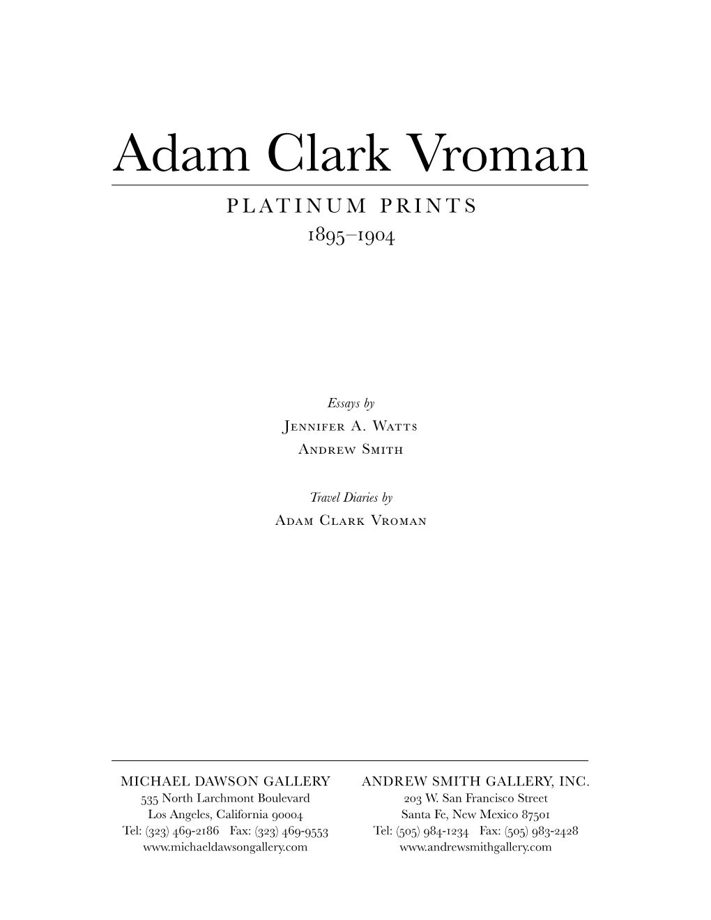 Adam Clark Vroman PLATINUM PRINTS –