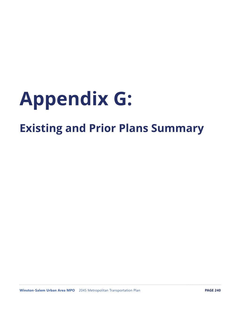 Appendix G: Existing and Prior Plan Summary