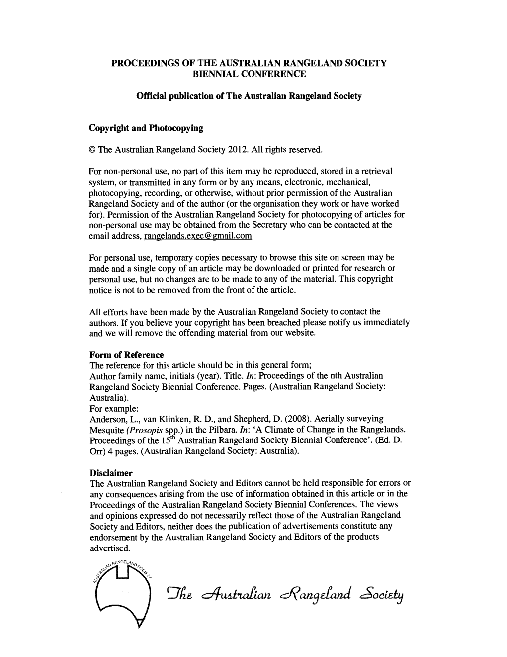 Fie Cljulhaccin C.Ran9eranct Csociety the HABITAT PREFERENCES of RE- INTRODUCED STICK -NEST RATS (LEPORILLUS CONDITOR), ROXBY DOWNS, SOUTH AUSTRALIA