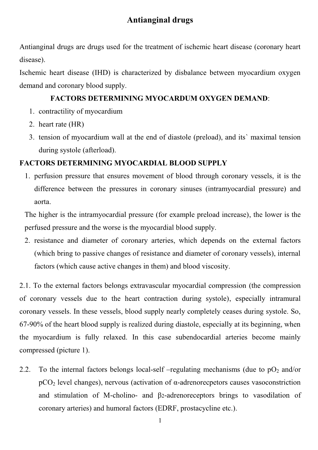 Antianginal Drugs