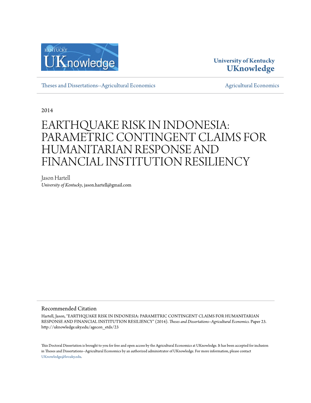 Earthquake Risk in Indonesia