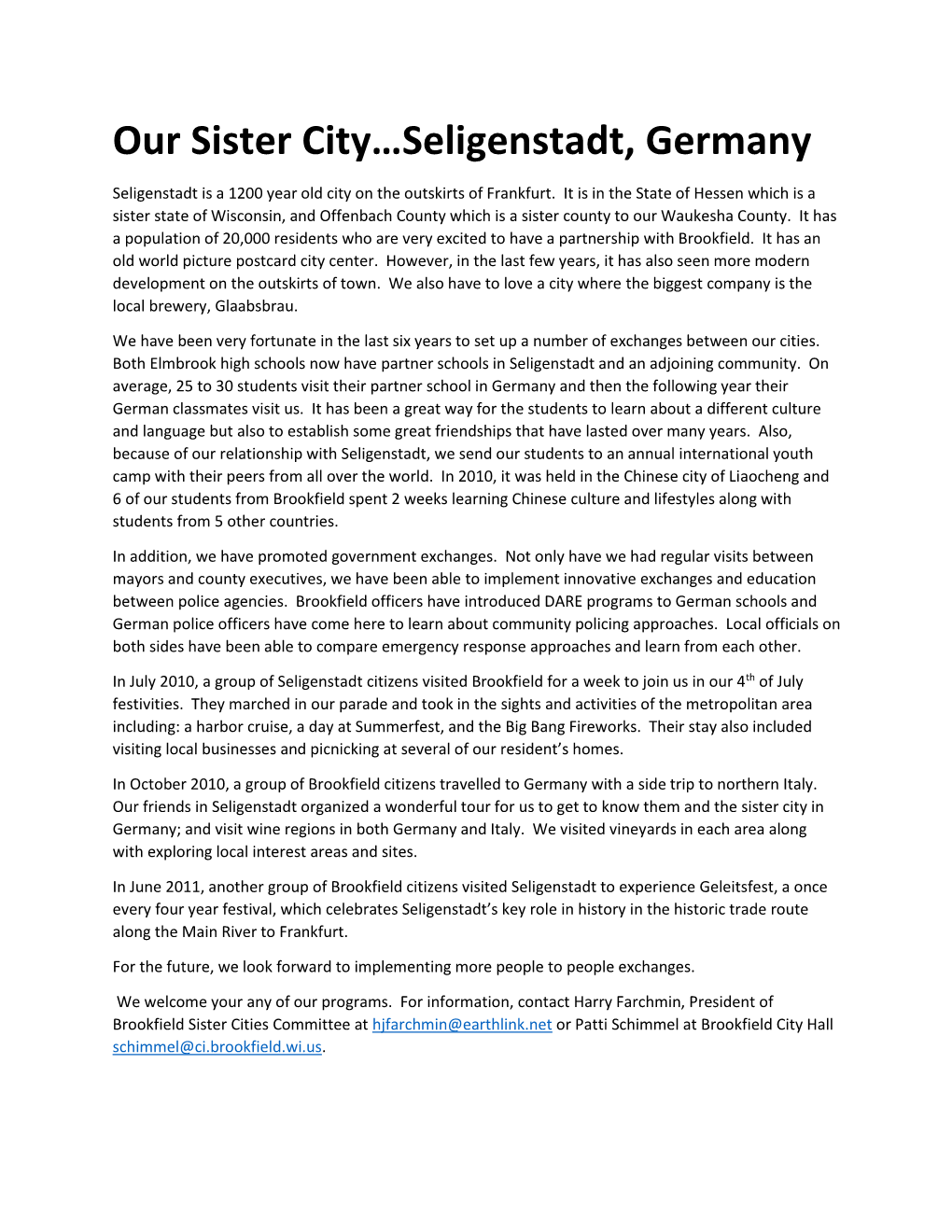 Our Sister City…Seligenstadt, Germany