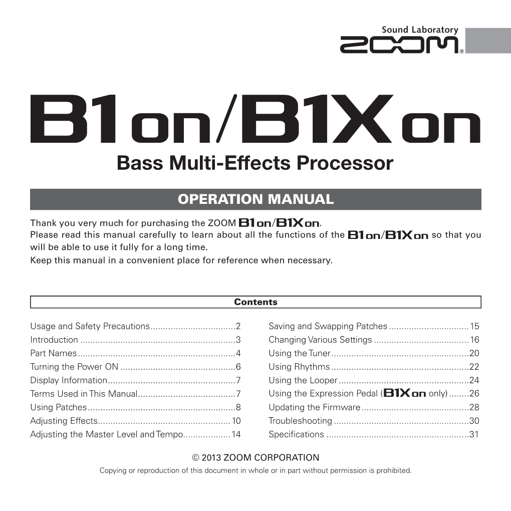 B1xon Operation Manual (English)