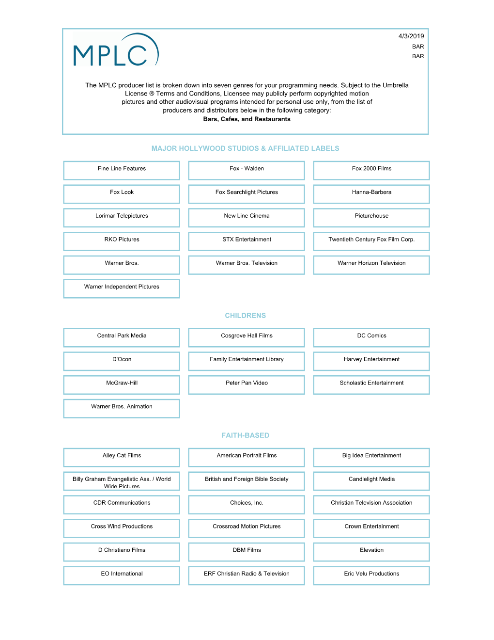 06 MPLC US Producer List by Product