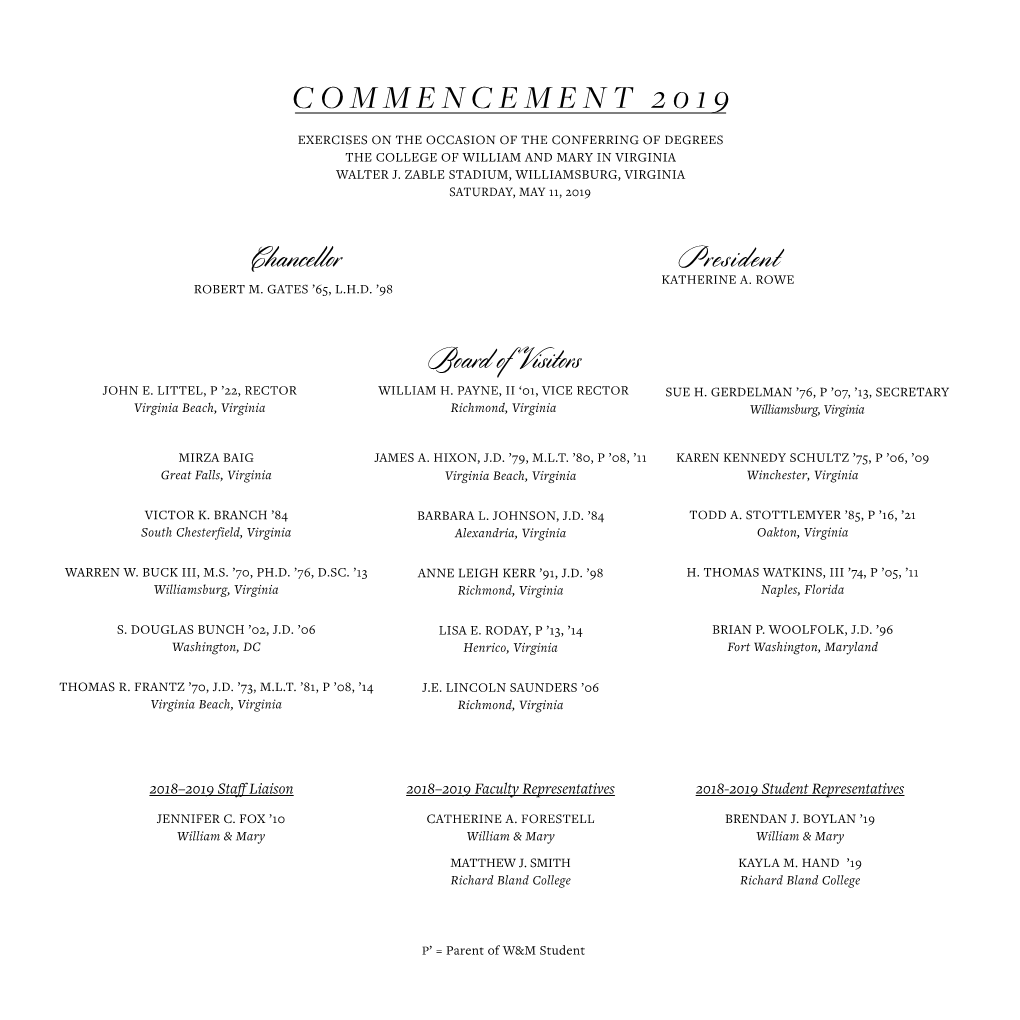 Commencement 2019