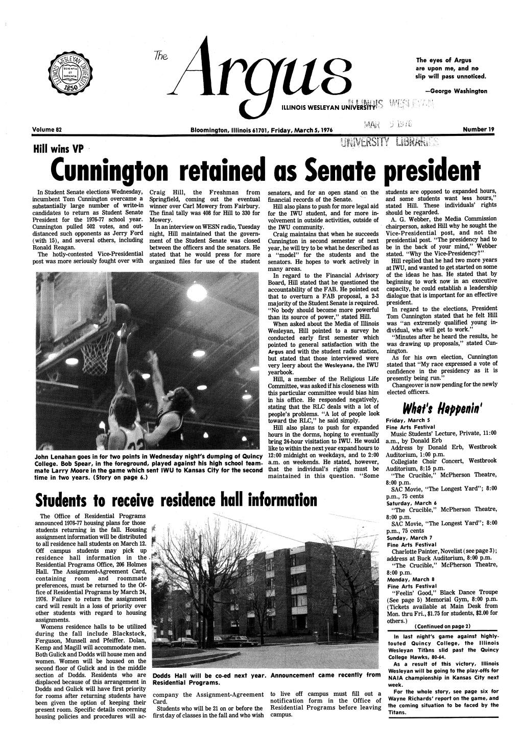 Cunnington Retained As Senate President