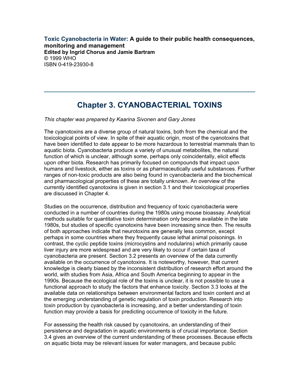 Chapter 3. CYANOBACTERIAL TOXINS