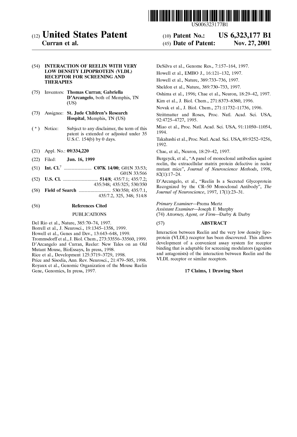 (12) United States Patent (10) Patent No.: US 6,323,177 B1 Curran Et Al