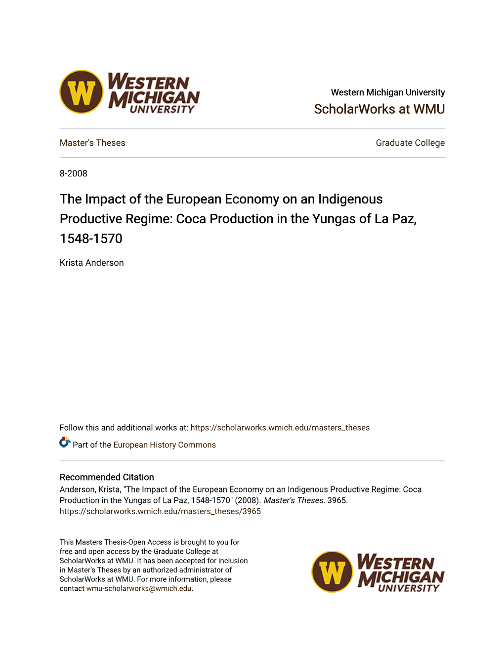 Coca Production in the Yungas of La Paz, 1548-1570