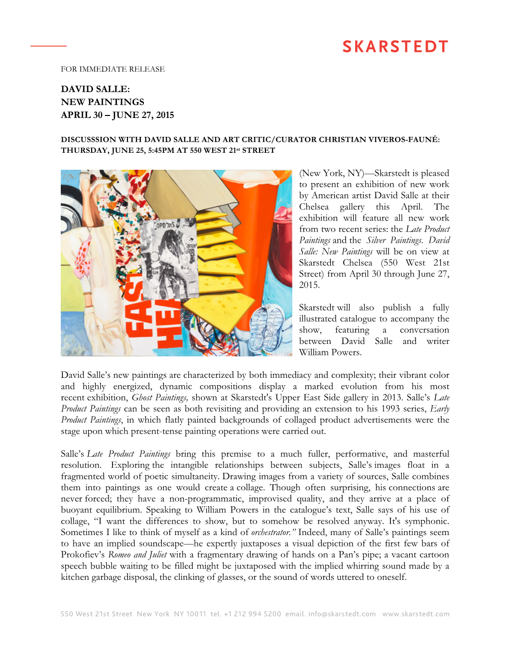 David Salle Press Release